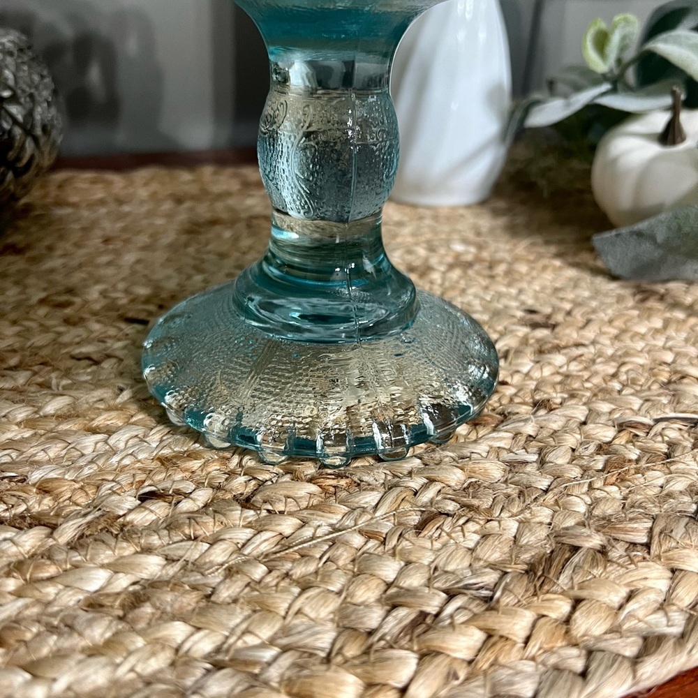 1950’s Jeanette Harp ice blue pedestal cake stand